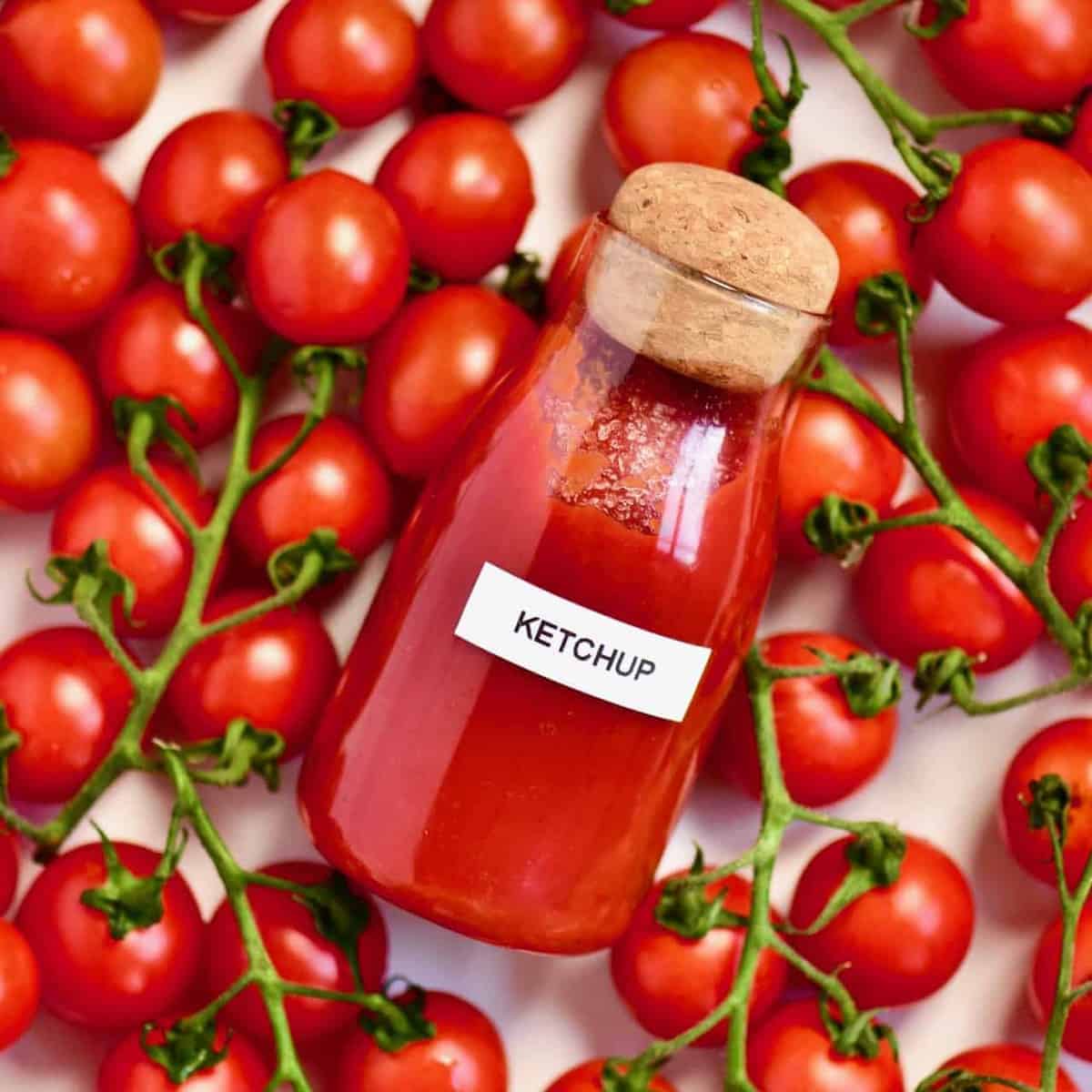 A jar of homemade ketchup.